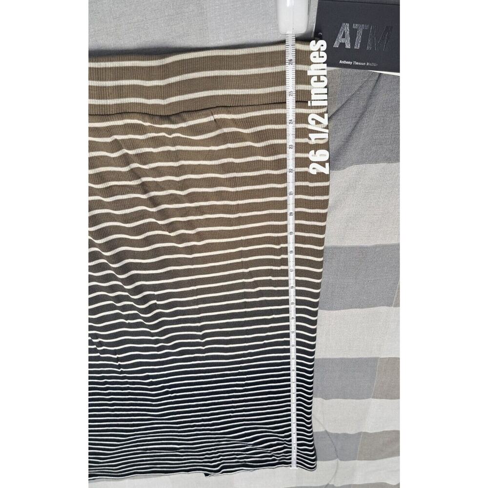 ATM‎ Anthony Thomas Melillo XS Black Combo Dip Dye Slit Hem Striped Skirt - Picture 2 of 13